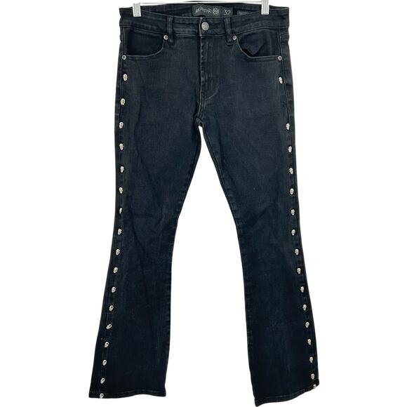 Men's‎ black Wornstar Gauntlet SK Skulls Bootcut Denim Jeans 32x32 (30x31.5 act)